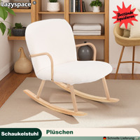 Lazyspace Beige Rocking Chair, Berber Fleece Upholstered Chair with Wood Handle, Armchair for Living Room Bedroom Offices