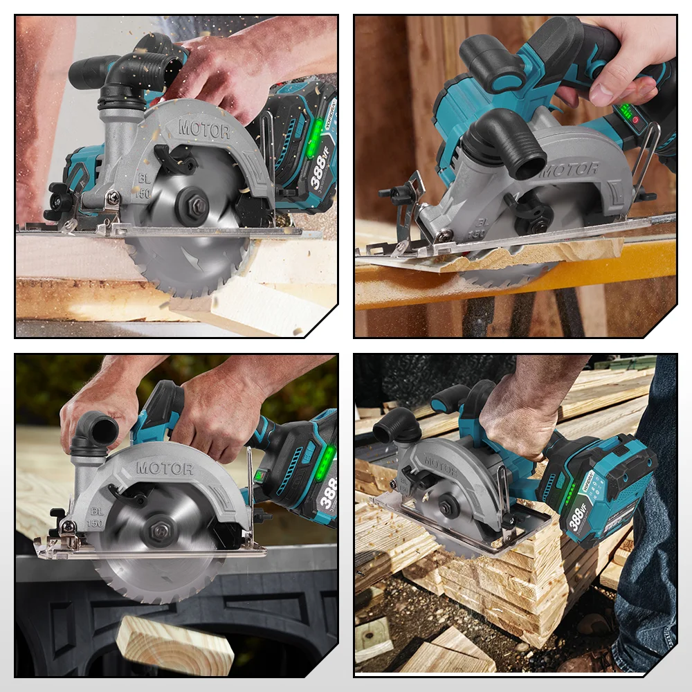 YOFIDRA 6 Zoll Bürstenlose Kreissäge Digitalanzeige 150mm Elektrische Kettensäge Holzbearbeitung Schneidwerkzeug Für Makita 18V Batterie Pin – Detail 7