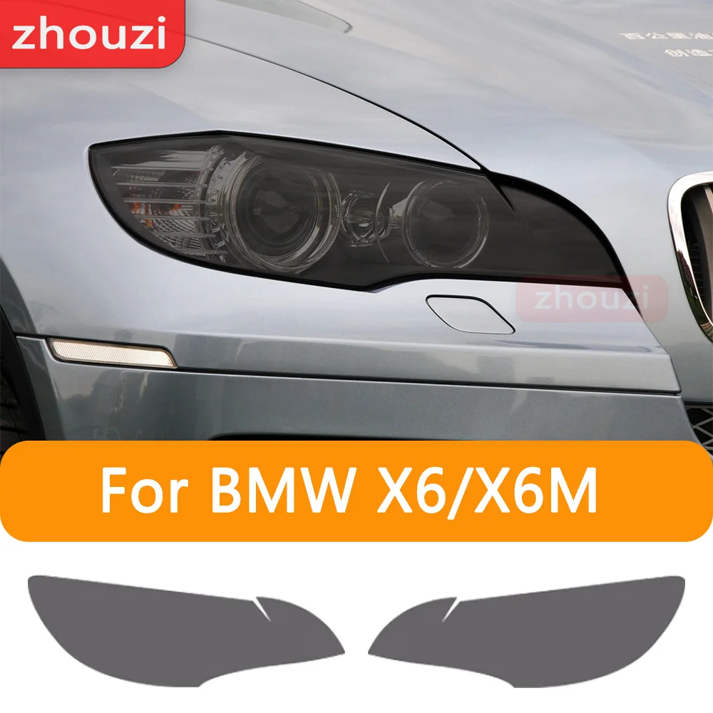 

For BMW X6 M E71 2008-2014 Car Headlight Tint Black Smoked Protective Film Front Light Transparent TPU Sticker Accessores 2 Pcs