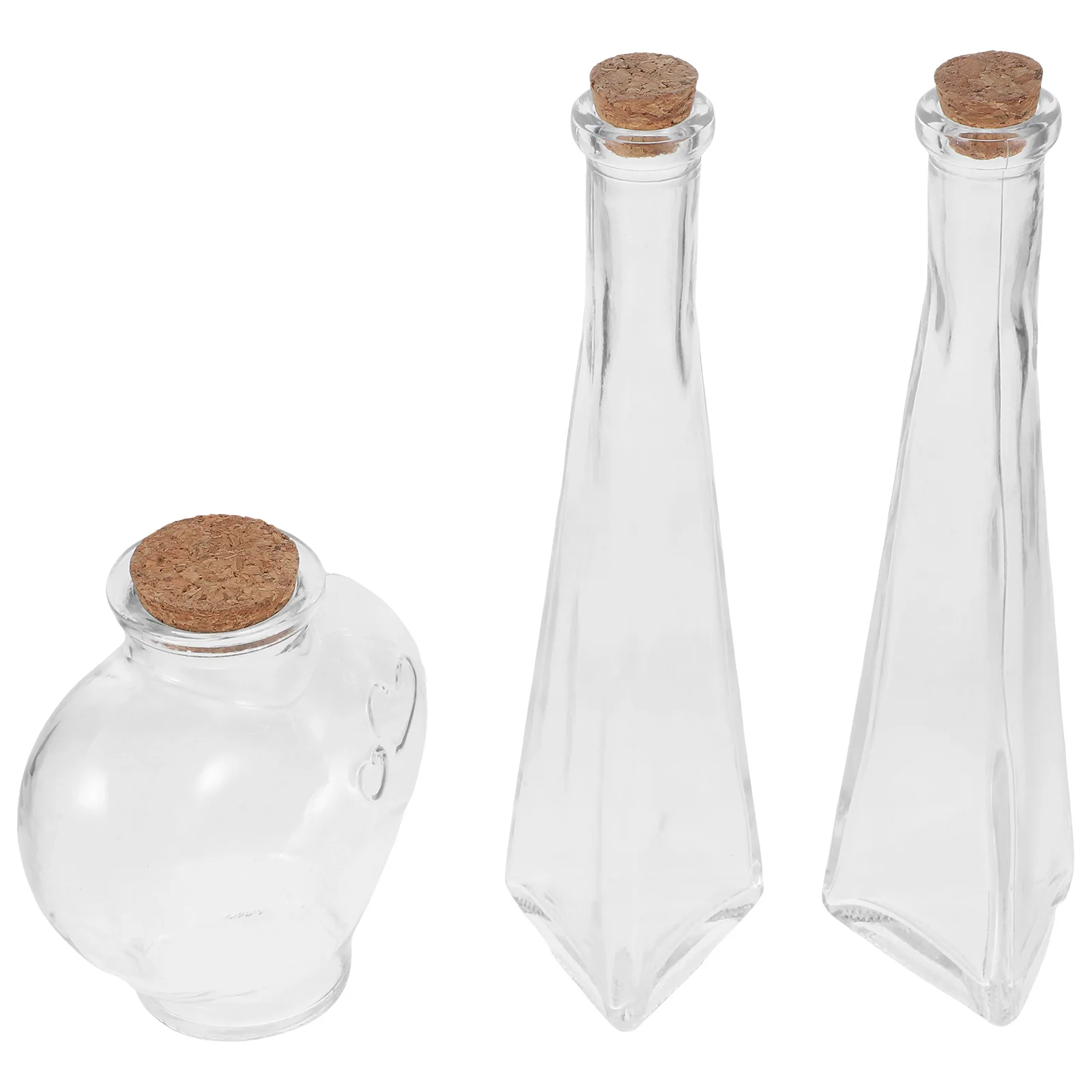 

3Pcs Wishing Bottle Set Glass Transparent Heart Prismatic Drift Bottles Wedding Sand Ceremony DIY Craft Storage