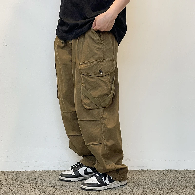 American Vintage High Quality Cargo Pants Men Clothing Japanese Streetwear Multi-Pocket Straight Trousers Harajuku Baggy Pants