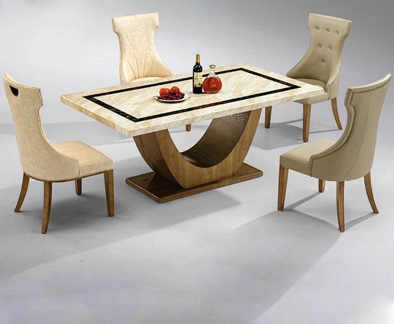 Modern simple dining table rectangular marble dining table small family hotel apartment table