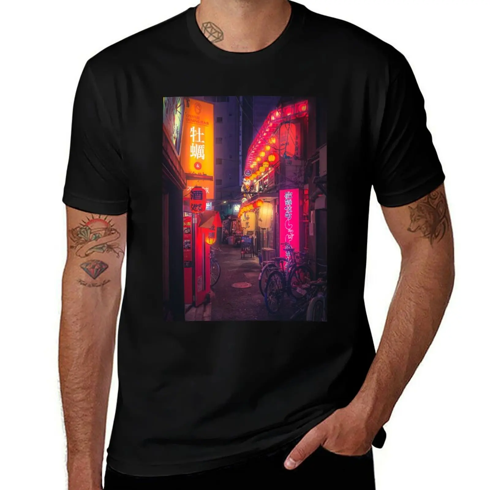 T-shirt utilitaire décontracté pour le travail - Alive - Japan Night Photo