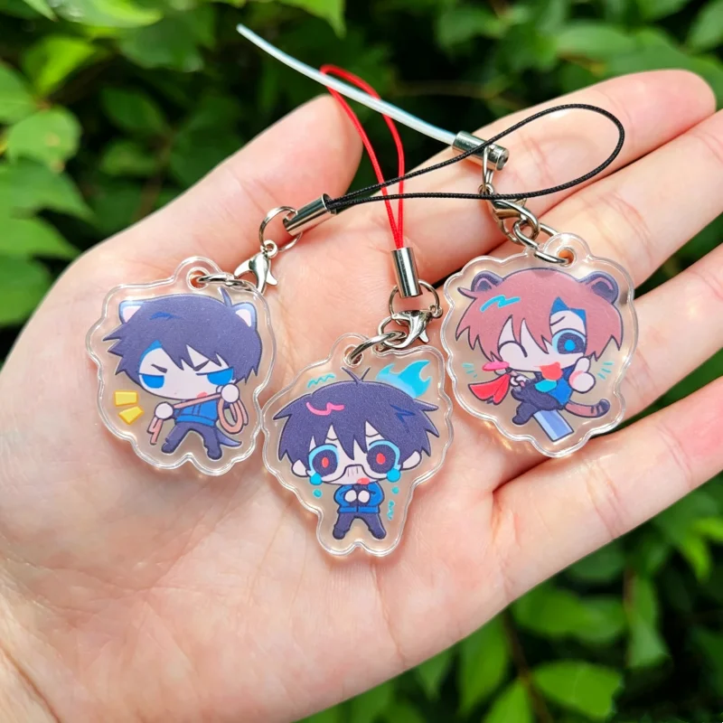 GSGW Anime Acrylic Phone Charm Kawaii Chibi Character Pendant Keychain Cute Cartoon Bag Hanging Accessory Mobile Phone Strap