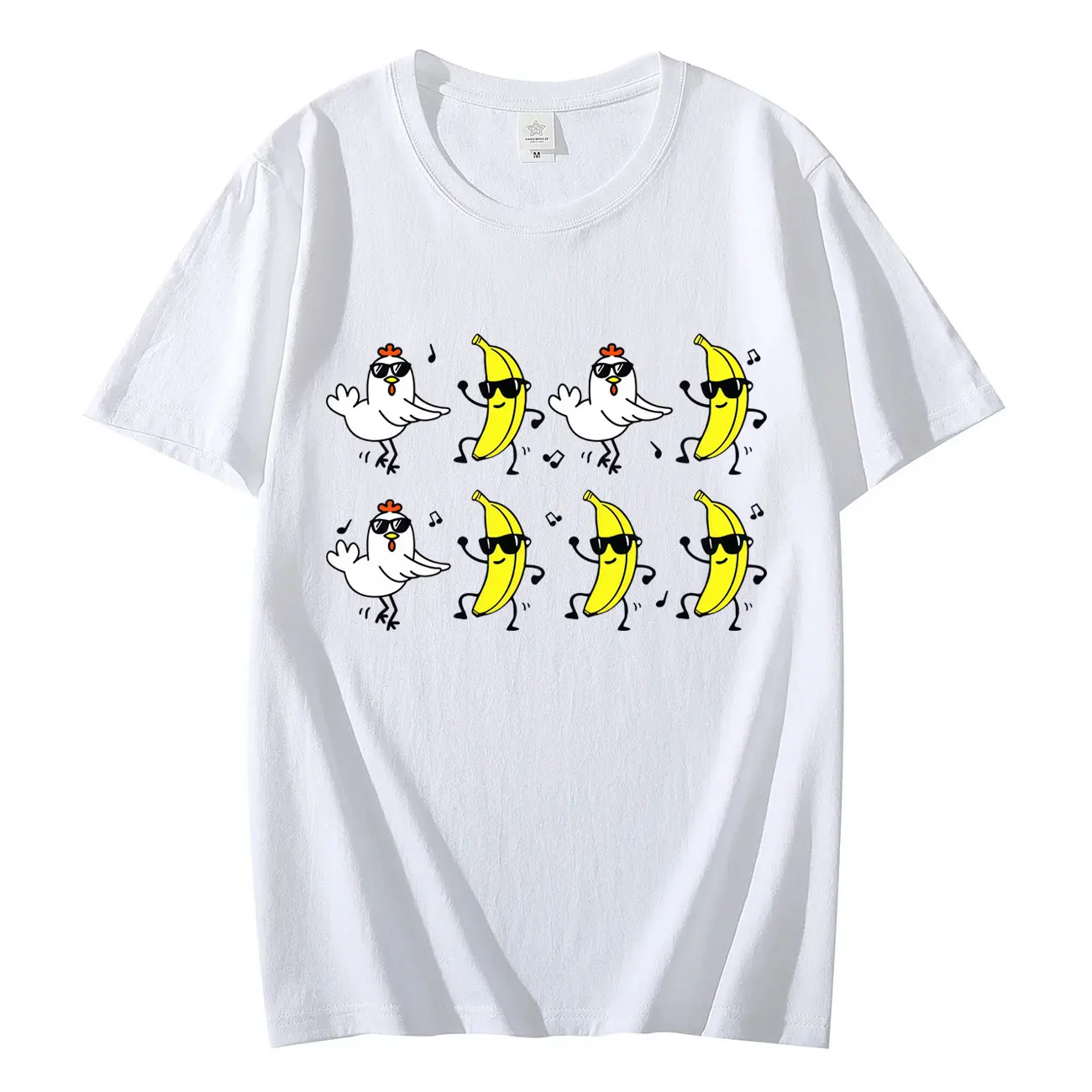 

Chicken Banana Song Funny Meme Graphic T Shirts Summer Fashion Cartoon Short Sleeve T-shirt Unisex Casual Loose Cotton T-shirts