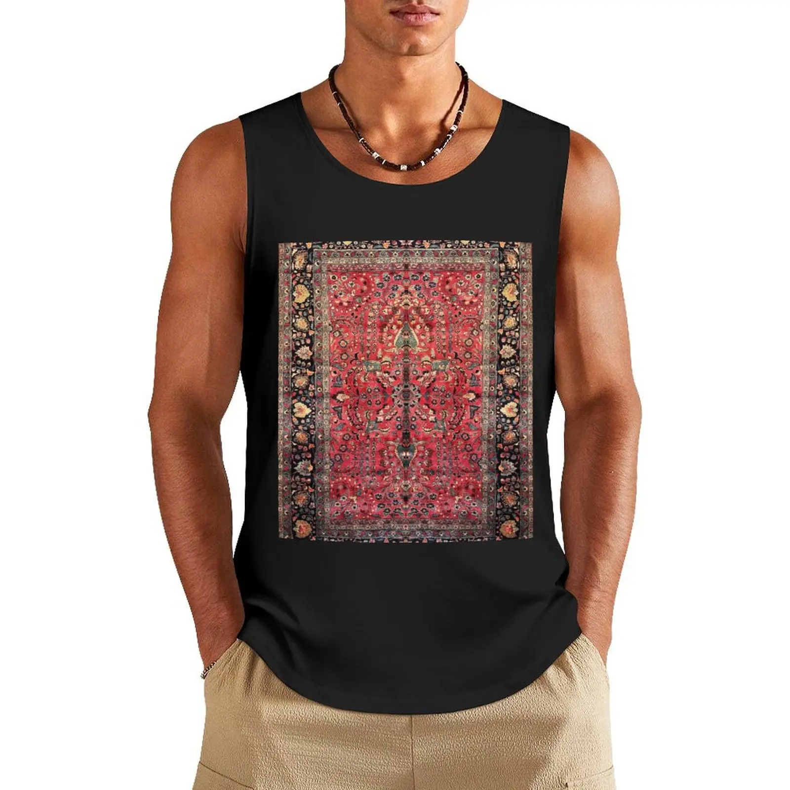 

Antique Persian Red Rug Tank Top gym clothing best selling products Vests men clothes