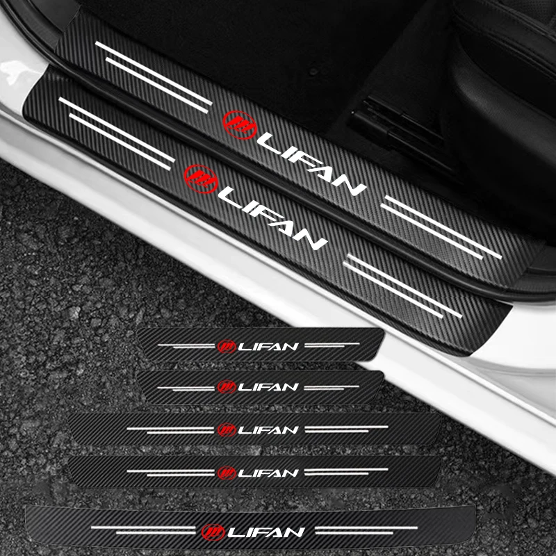 

Auto Carbon Fiber Decals Stickers Car Door Threshold Scuff For Lifan Solano X60 X50 520 620 320 125cc 150cc