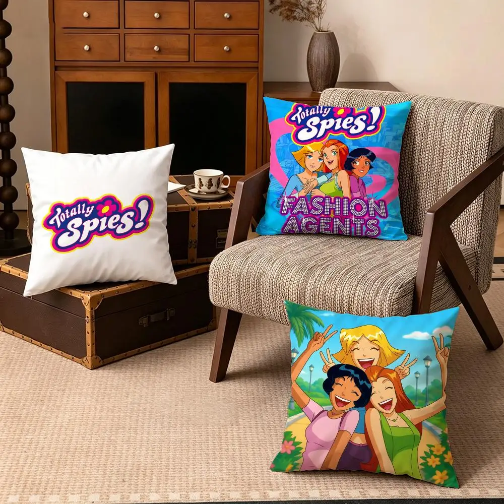 IP-Totally SpiesS Cushion Cover Soft Velvet Cushion Cover Set 4Pcs 50x50 45x45 Zipper Pillowcase for Home Decor