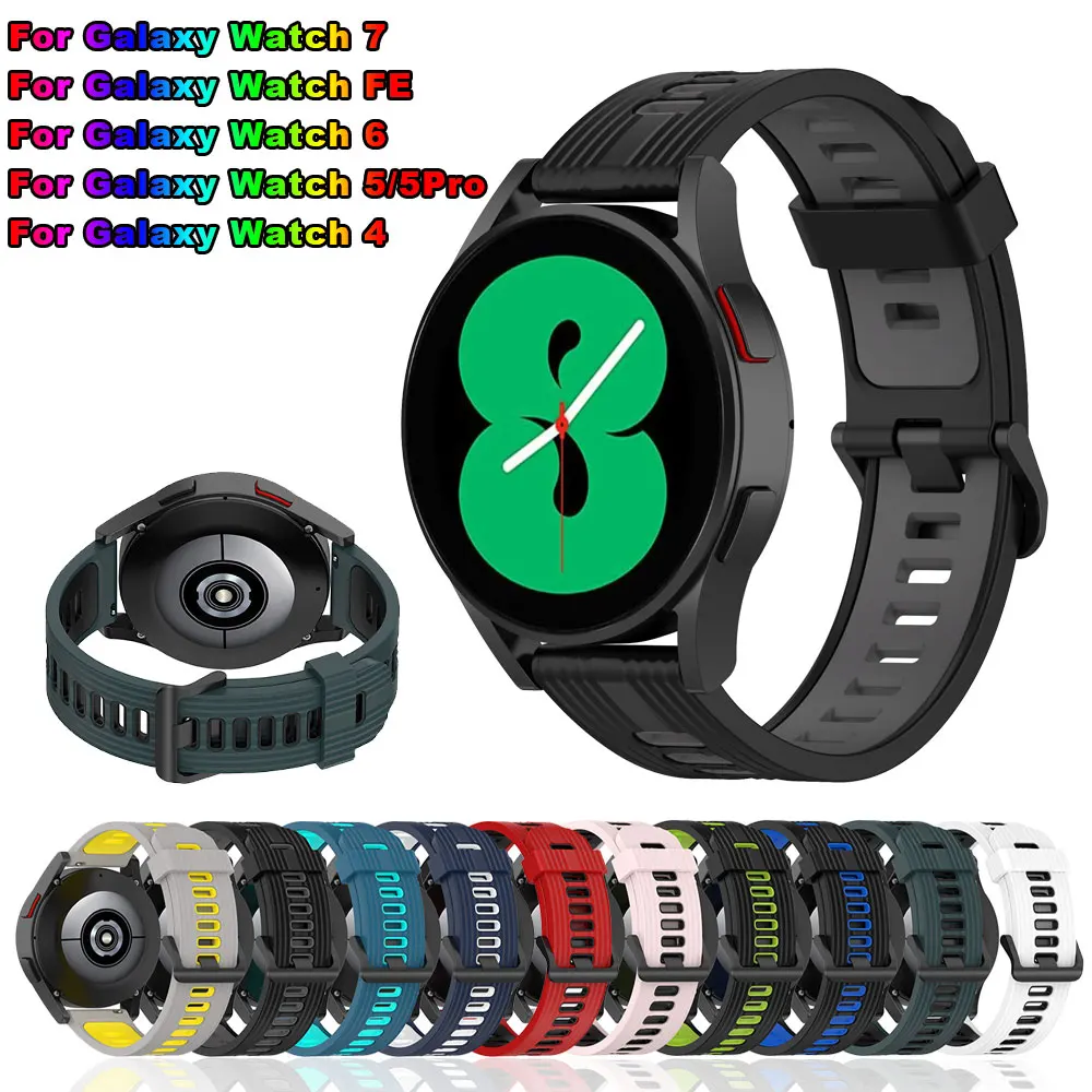 Silicone Watchband for Samsung Watch 7 6 5 pro 44mm 40mm 45mm FE Breathable Bracelet For Galaxy Watch 6 Classic 43mm 47mm Strap