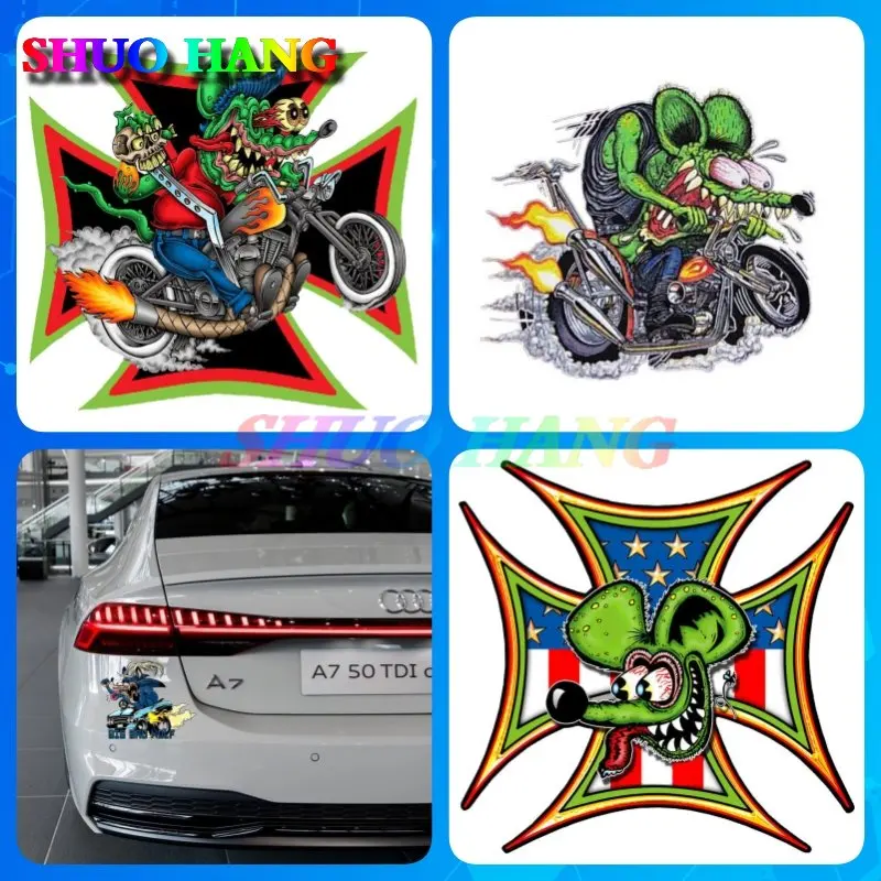 

Rat Fink Nations Bad Wolf Rat Fink The Bird Red Eye Popeye Wild Child Vinyl Decal Stickers Car Racing Skateboard Helmet Decal