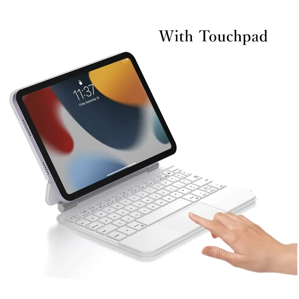 Imagem -05 - Goojodoq-case Teclado Mágico para Ipad Mini 6ª Geração Flutuante Multi-touch Trackpad Teclas Retroiluminadas Branco