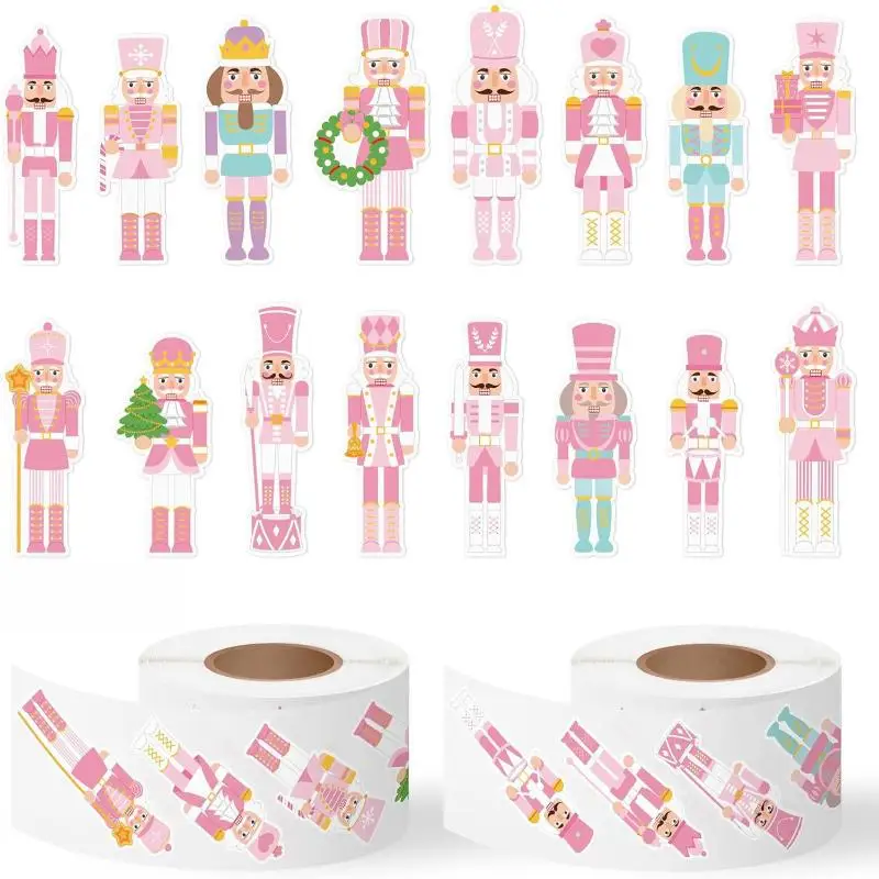 Box of 500 Christmas Cartoon Nutcracker King and Soldier Stickers