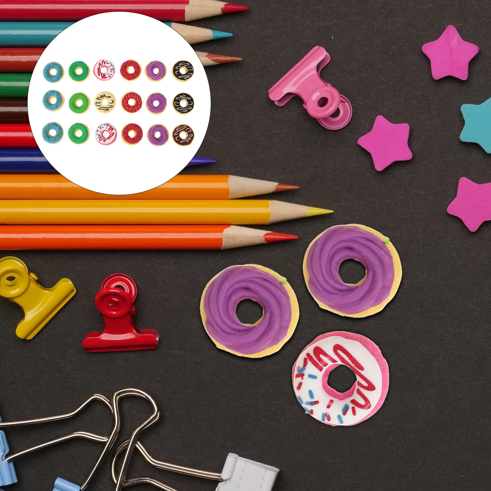 18pcs Doughnut Eraser Cute Mini Food Decorative Pencil Rubber Student Supplies Sweet Dessert Stationery Craft Gifts