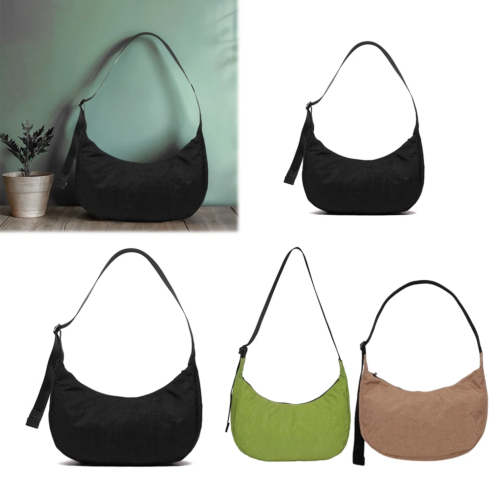

Нейлоновая сумка через плечо в форме полумесяца для женщин и девочек, модная сумка подмышками, маленькие сумки на плечо с удлиненным регулируемым плечевым ремнем