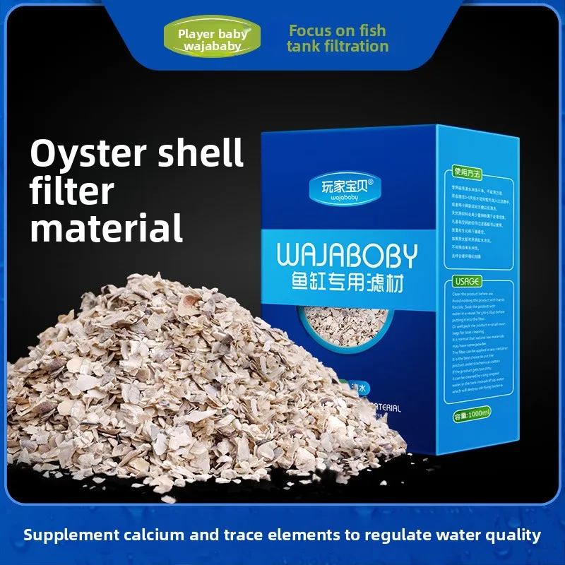 WAJABABY Oyster Shell Filter Media with Mesh Bag-Natural Crushed Shells to Buffer pH&Increase Carbonate Hardness (KH)in Aquarium