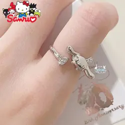 Hot Sale Sweet Sanrio Cinnamonroll Set Diamond Ring Women's Opening Fashion Student Girlfriend  Finger Rings Toy Fashion Jewelry