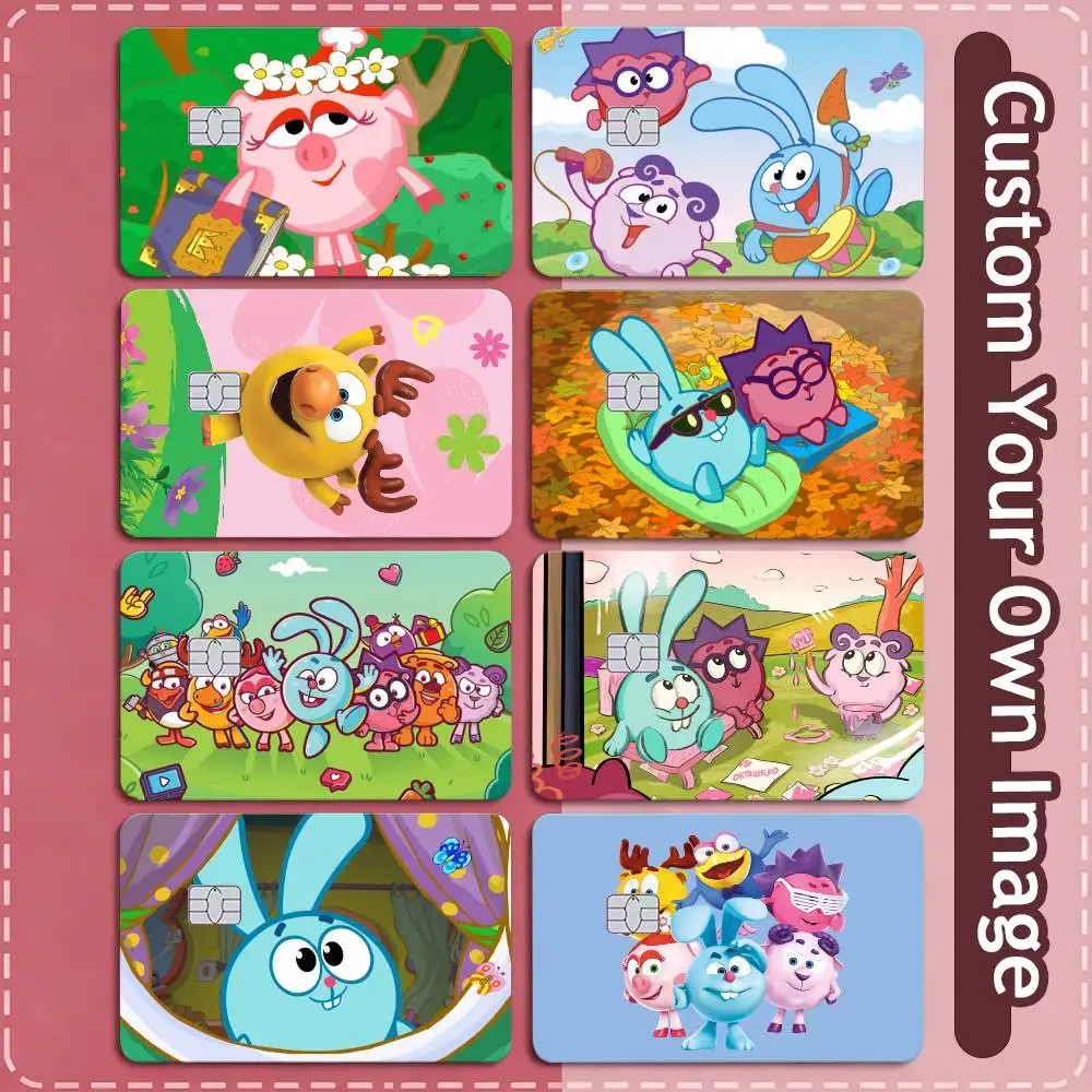 Cute Smeshariki-ii  Credit Card HD Stickers Game Card Decal Small Chip Waterproof Sticker Gift