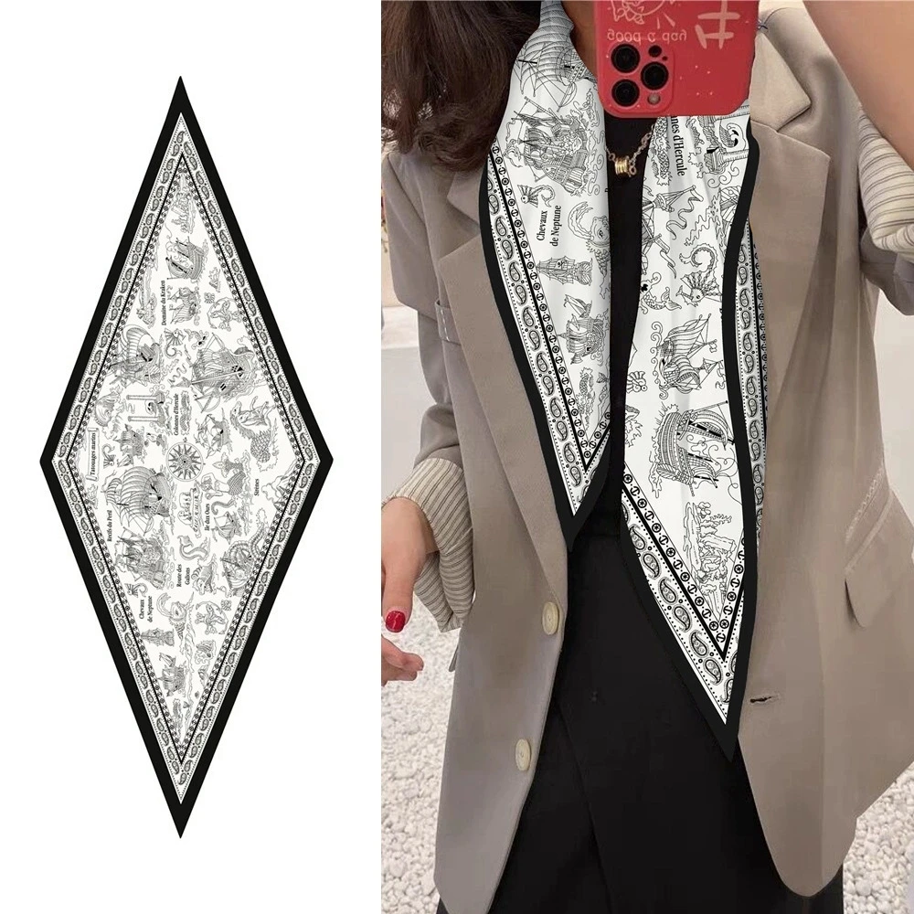 

New Printing Diamond Scarf Brand Silk Scarf Woman Luxury Bandana Headband Hijab Foulard Neckerchief Shawl For Ladies