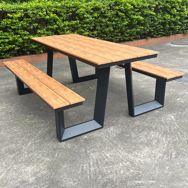 Factory Wholesale Outdoor Patio Garden Street Furniture Contemporary Wooden Picnic Table And Bench