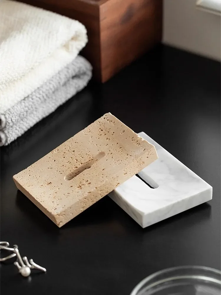 Nordic Light luxury Household Use Marble Soap Box Hotel Bathroom High Grade Decoration Creative Ornaments Draining Soap Box