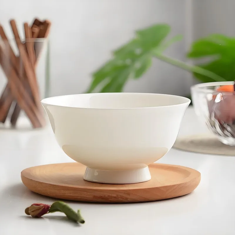 4.5 inch, plain white bone china soup bowls, chinese style, ceramic rice bowls, crystal clear dinnerware set, microwave safe