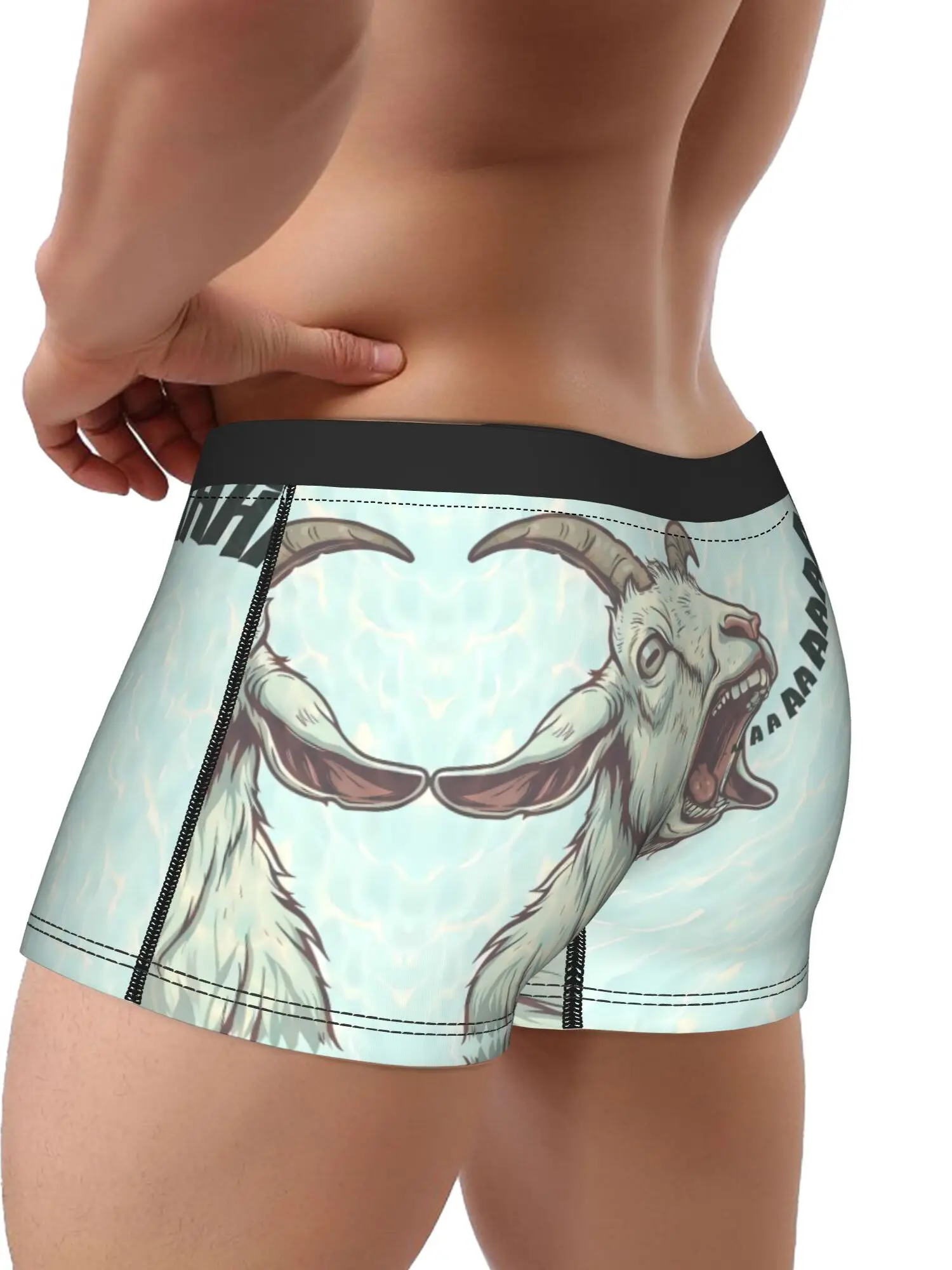 Adorable Shriek Goat Men'S Underwear, Comfortable and Airy Boxer Briefs Featuring A Unique Print Machine Washable