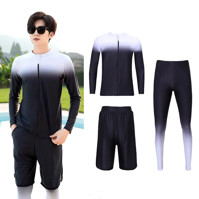 

Men's 3pcs/set Sun UV Protection Rash Guard Swim Surf Fishing Shirts+Pants+Trunks Long Sleeves Tracksuit Bathing Suits Women's