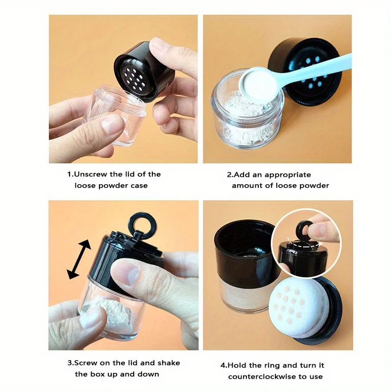 4 قطعة رأس الفطر الصغير إعداد علبة مسحوق فضفاضة المحمولة شبكة السفر ودية متعددة الوظائف لحالة شعري أحمر الخدود #5