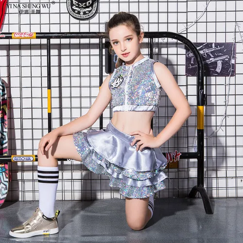 Imagen 2 del producto Disfraces de actuación para el Día de los niños, lentejuelas de baile de Jazz, trajes de baile callejero moderno, ropa de actuación para niñas