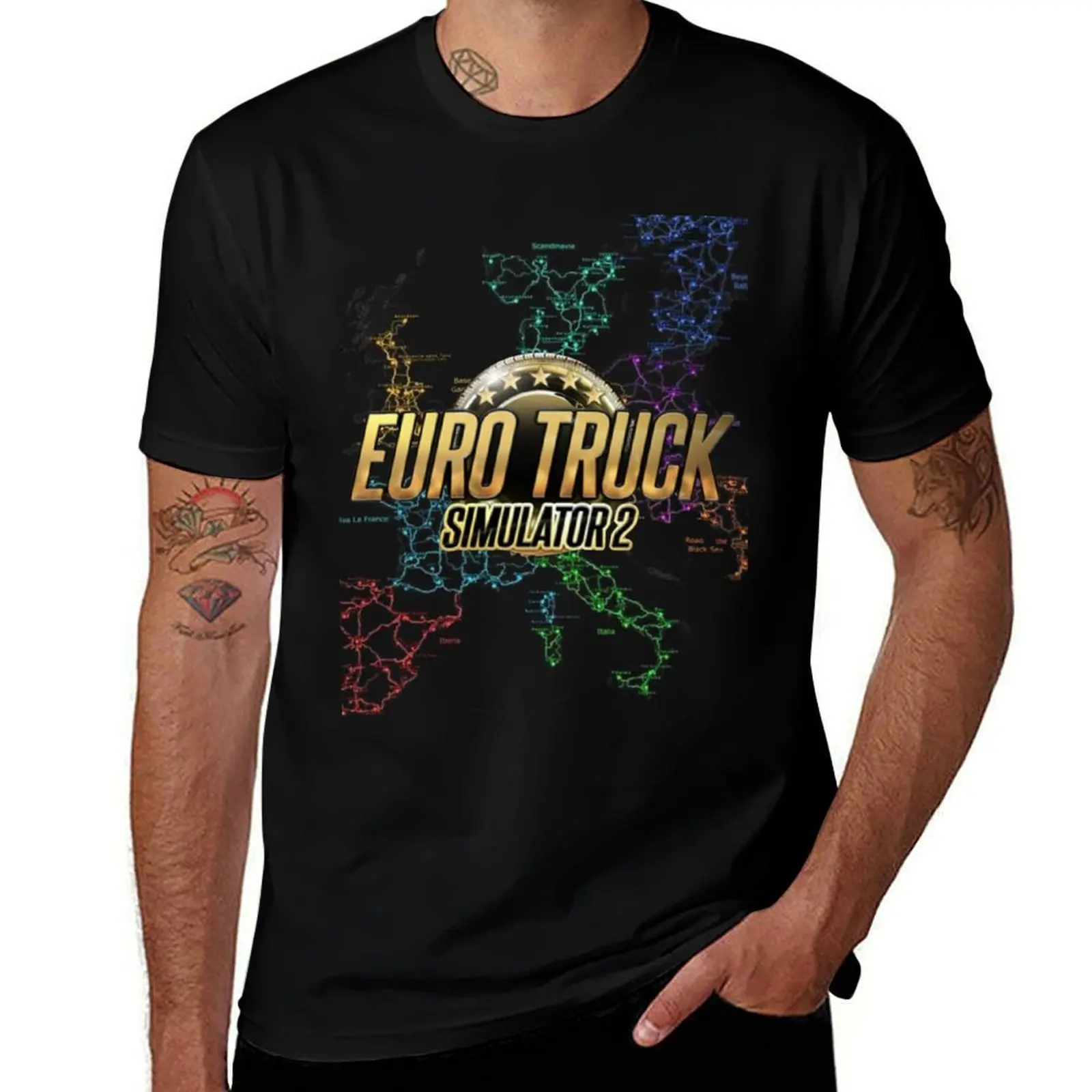 

Euro Truck Simulator 2 MAP T-Shirt Aesthetic clothing funny costumes anime t shirts plus size tops mens t shirts top quality
