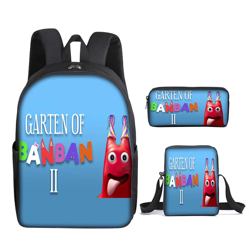 Cartoon Novelty Banban Garden 3D Print 3pcs/Set pupil School Bags Laptop Daypack Backpack Inclined shoulder bag Pencil Case