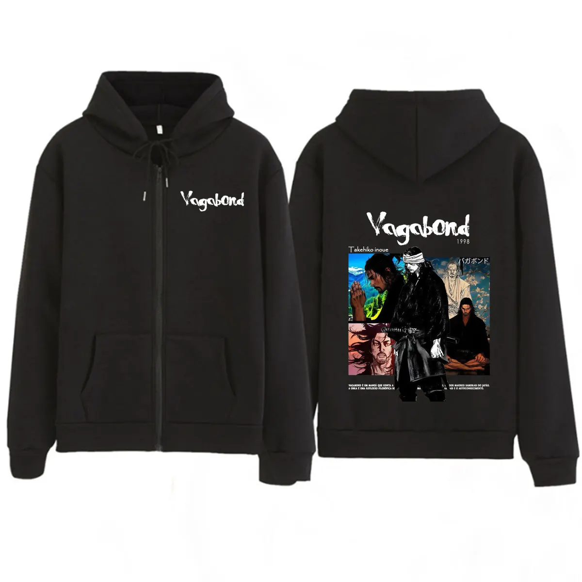 

Anime Vagabond Miyamoto Musashi Vintage Couple Zipper Hoodies Men Women Clothing Fashion Casual Oversized Streetwear Fleece Tops