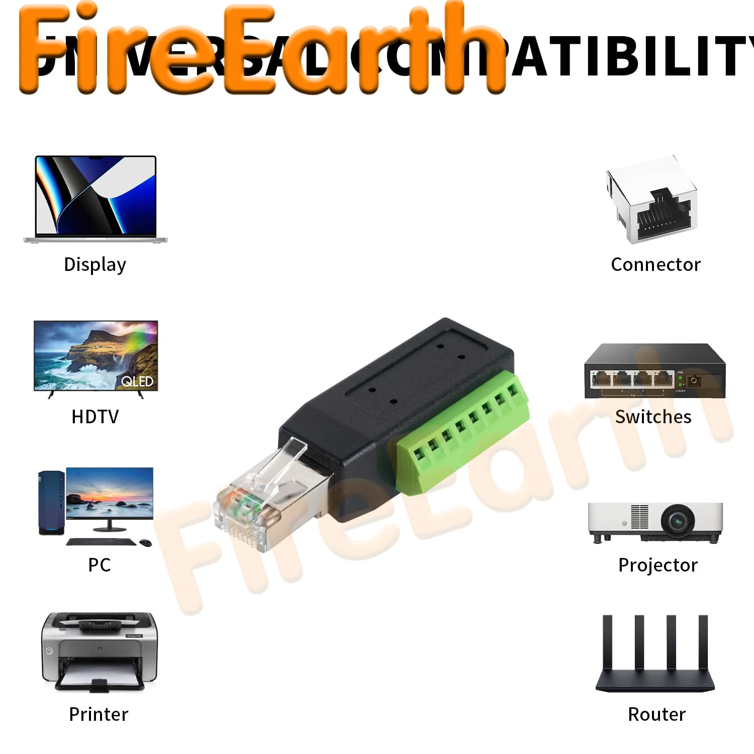 Adaptador de placa de fuga de terminal de parafuso rj45, conector de terminal de parafuso rj45 macho para 8 pinos, adaptador ethernet 8p8c para cat5, cat6