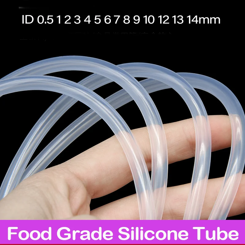 

1M Food Grade Silicone Tube ID 0.5 1 2 3 4 5 6 7 8 9 10 12 13 14mm Flexible Nontoxic Transparent Silicone Rubber Hose