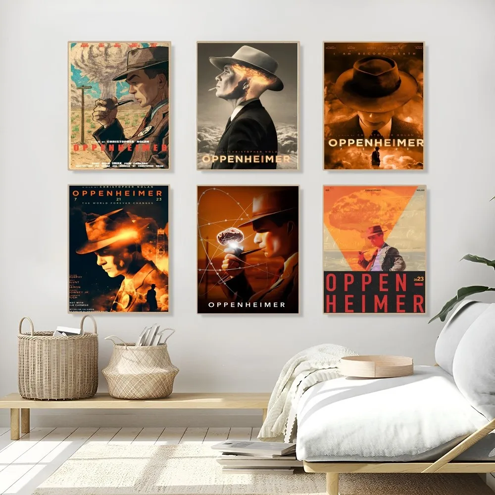 1PC Oppenheimer Poster Self-adhesive Art Waterproof Paper Sticker Coffee House Bar Room Wall Decor