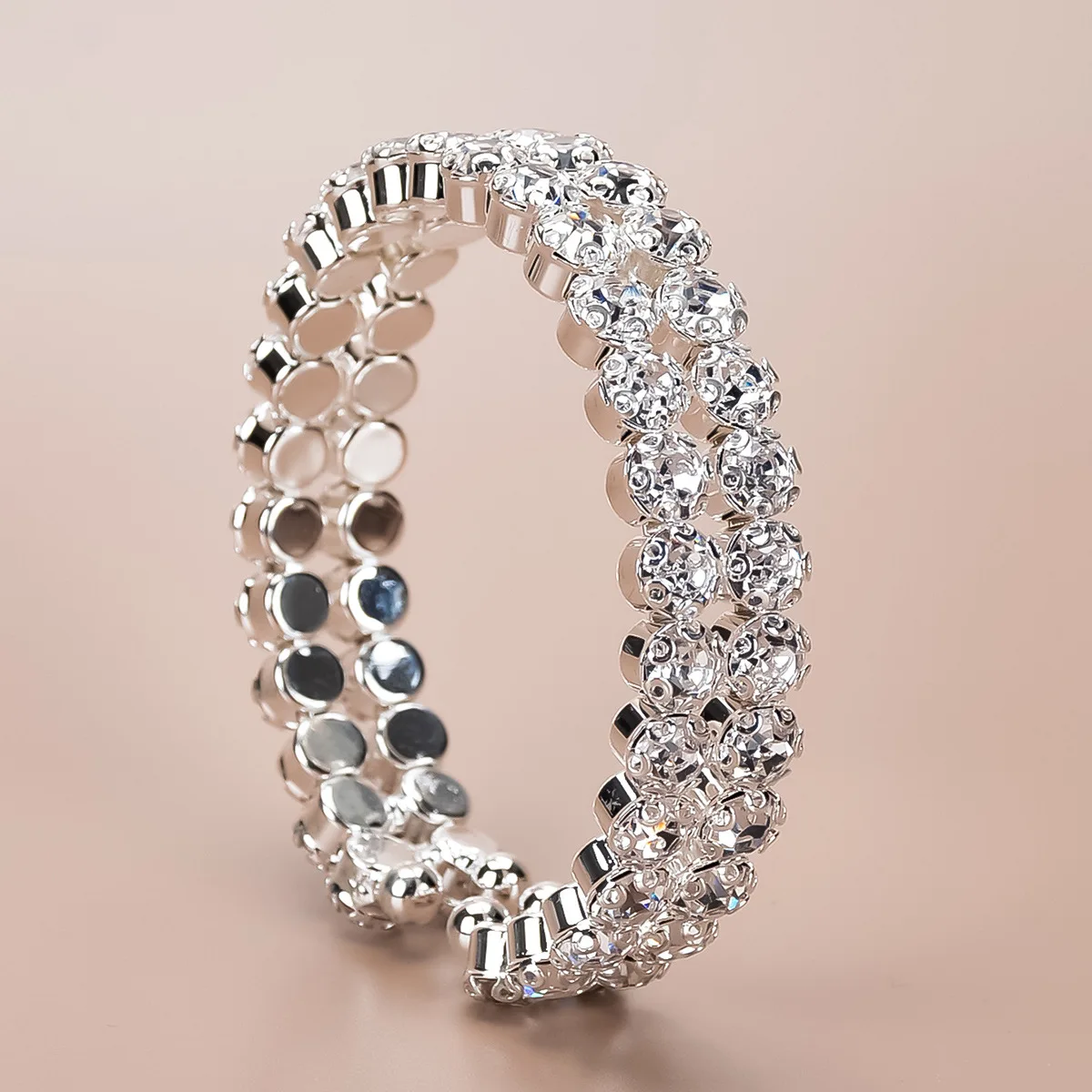 TREAZY New Double-layer Rhinestone Choker Necklace Round Flower Crystal Ins Trendy Neck Jewelry Statement Bridal Wedding Collar