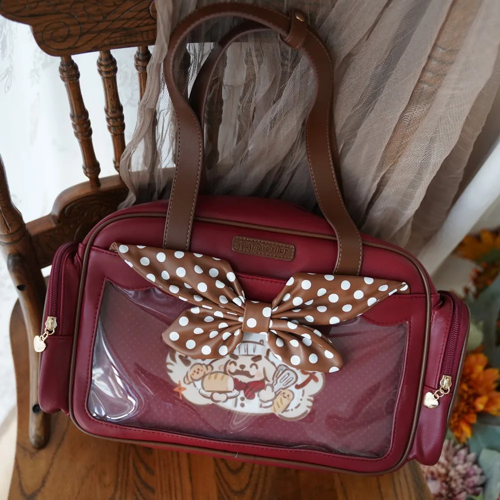 Original Cute Portable Shoulder Bag Big Bow Decor Underarm Bag Big Window Handbag Large Capacity Daily Bag for Women