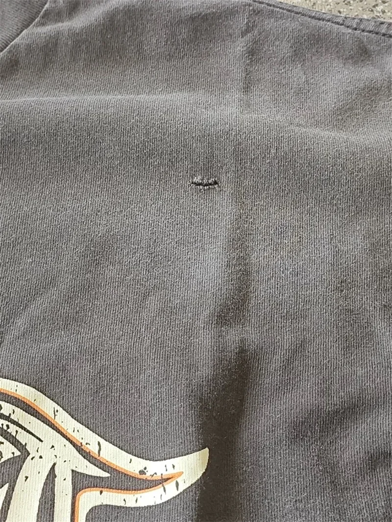 Saint Michael Oversized Men Long Sleeved T Shirts Black Washed Streetwear Pullovers