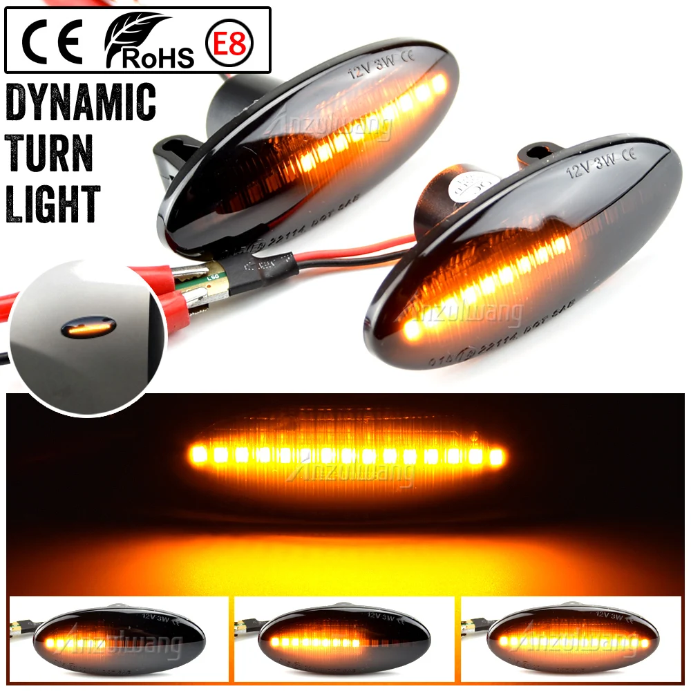 For Nissan NV200 NV400 NP300 Leaf Micra Cube Note Dualis March Tiida X-T LED Dynamic Fender Side Marker Turn Signal Lamps Lights