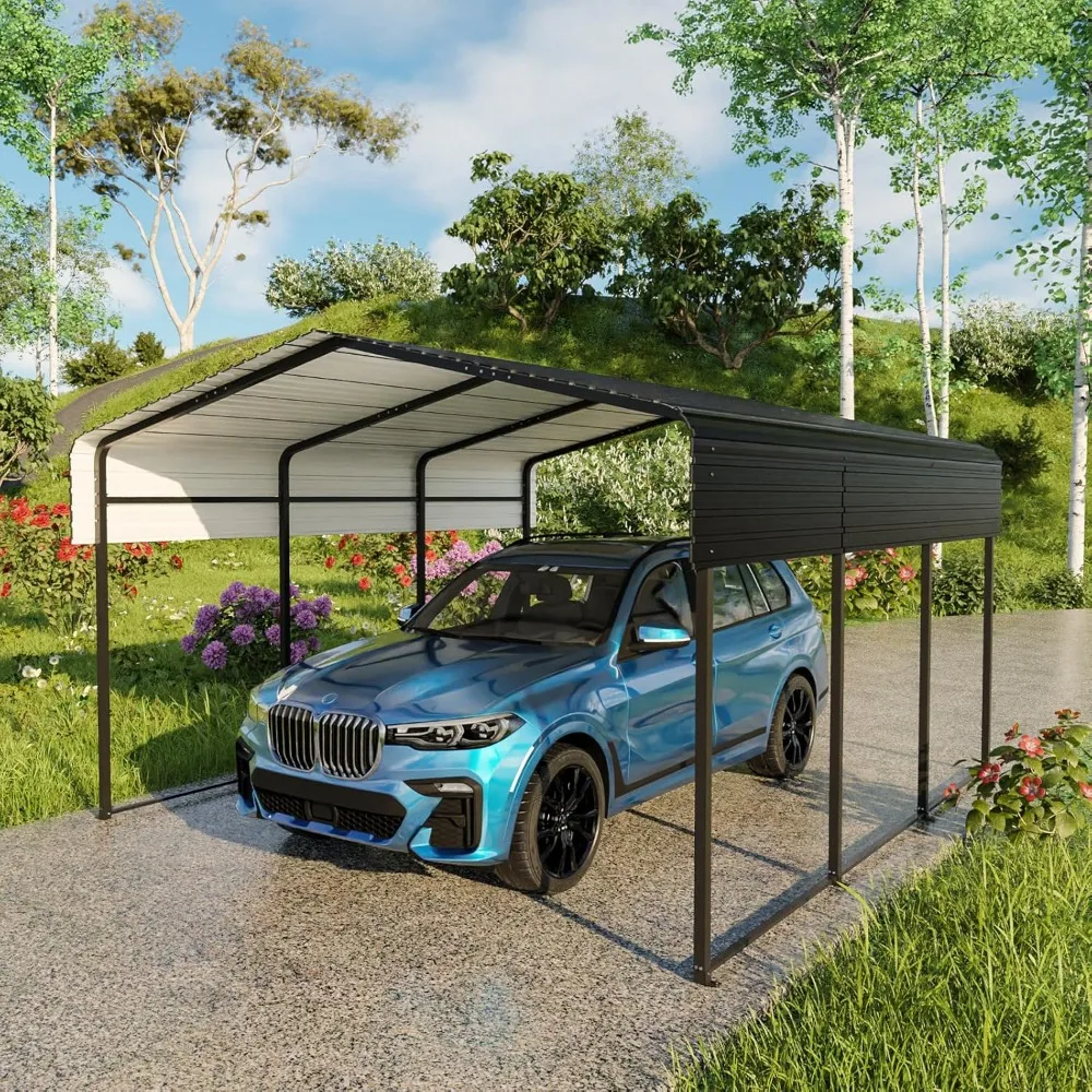 

Metal Carport with Heavy Duty Galvanized Steel Roof & Metal Frame, Metal Car Garage, Sturdy Canopy Shelter for Car,