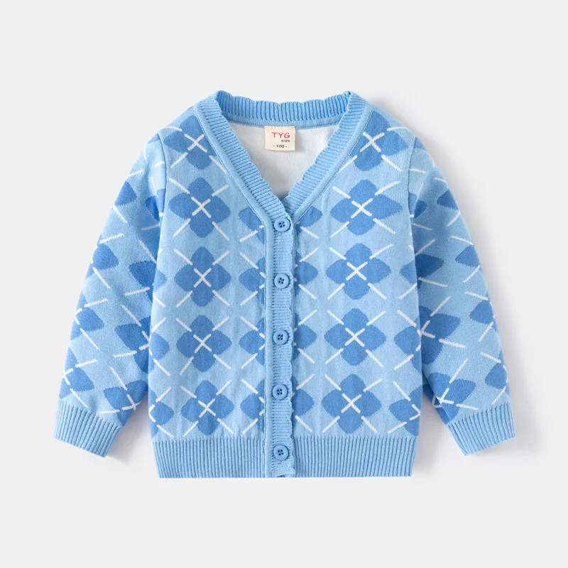 

Girls Casual Cartoon Flower Jacquard Warm Knitted V-neck Cardigan Sweater Toddler Knitwear Children's Autumn Winter Cardigans