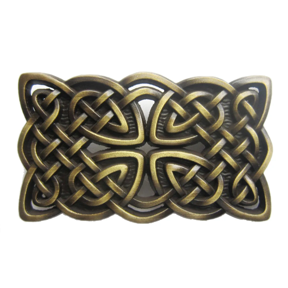 New Vintage Bronze Plated Cross Knot Rectangle Belt Buckle also Stock in US BUCKLE-WT133AB