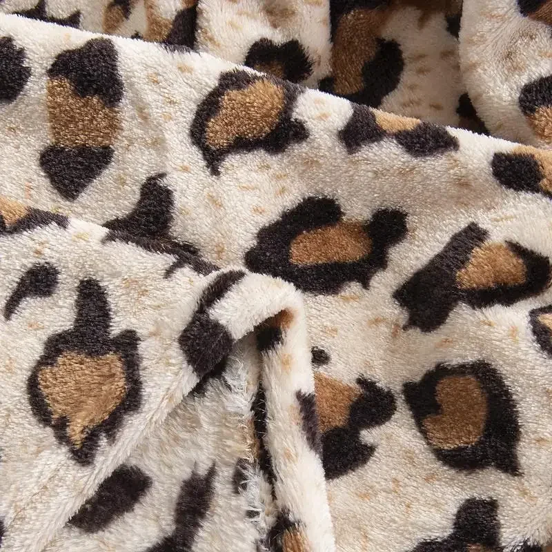 Super Soft Coral Fleece Flannel Blankets Leopard Stripe Printed Sofa Bed Bedspread Plaid Blankets