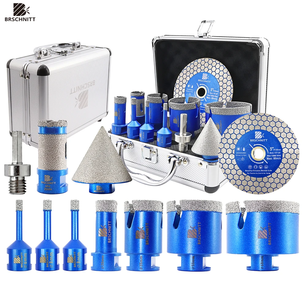 

Diamond Drill Bit 11pcs Milling Bit Adapter for Tile Granite Marble Stone M14 Thread Hole Saw Chamfer Diamond Drill Mill Bit