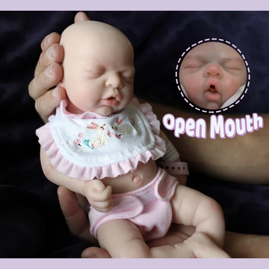 

13Inch Painted&Unpainted Open Mouth Solid Silicone Bebe Reborn Girl Dolls Soft Touch Handmade Newborn Baby Girl Perfect As Gifts