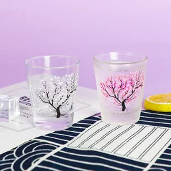 Exquisite  Mini Small 2oz Cold Color Changing Sakura Shot Glass Spirits Glass Cup for  Home Hotel and Party