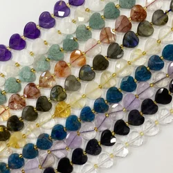 12mm Heart Faceted Natural Labradorite Citrine Lapis Amethyst Rose Quartz Loose Beads For Jewelry Making DIY Bracelets Neckl