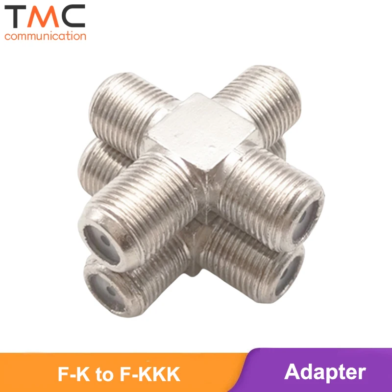 F Female 4 Way Splitter F-Type Female Combiner Adapter Nickel Plated Coax Connector for TV Signal