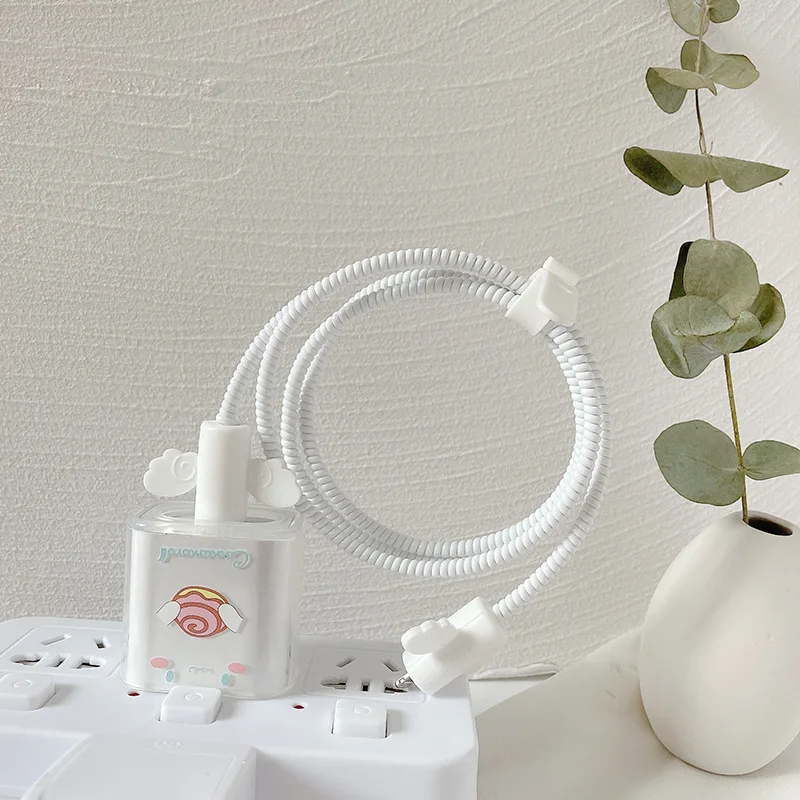 

Cartoon Bear Cable Accessory 18/20 W USB Charger Plug Cable Protector For iPhone 12 11 Pro Max USB Spiral Cable Line Protection
