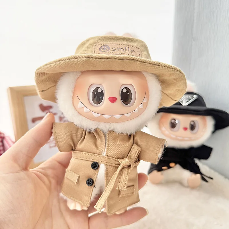 Vintage Trench Coat for Labubu - High-Quality Autumn & Winter Outfit for 17cm Labubu Vinyl Dolls